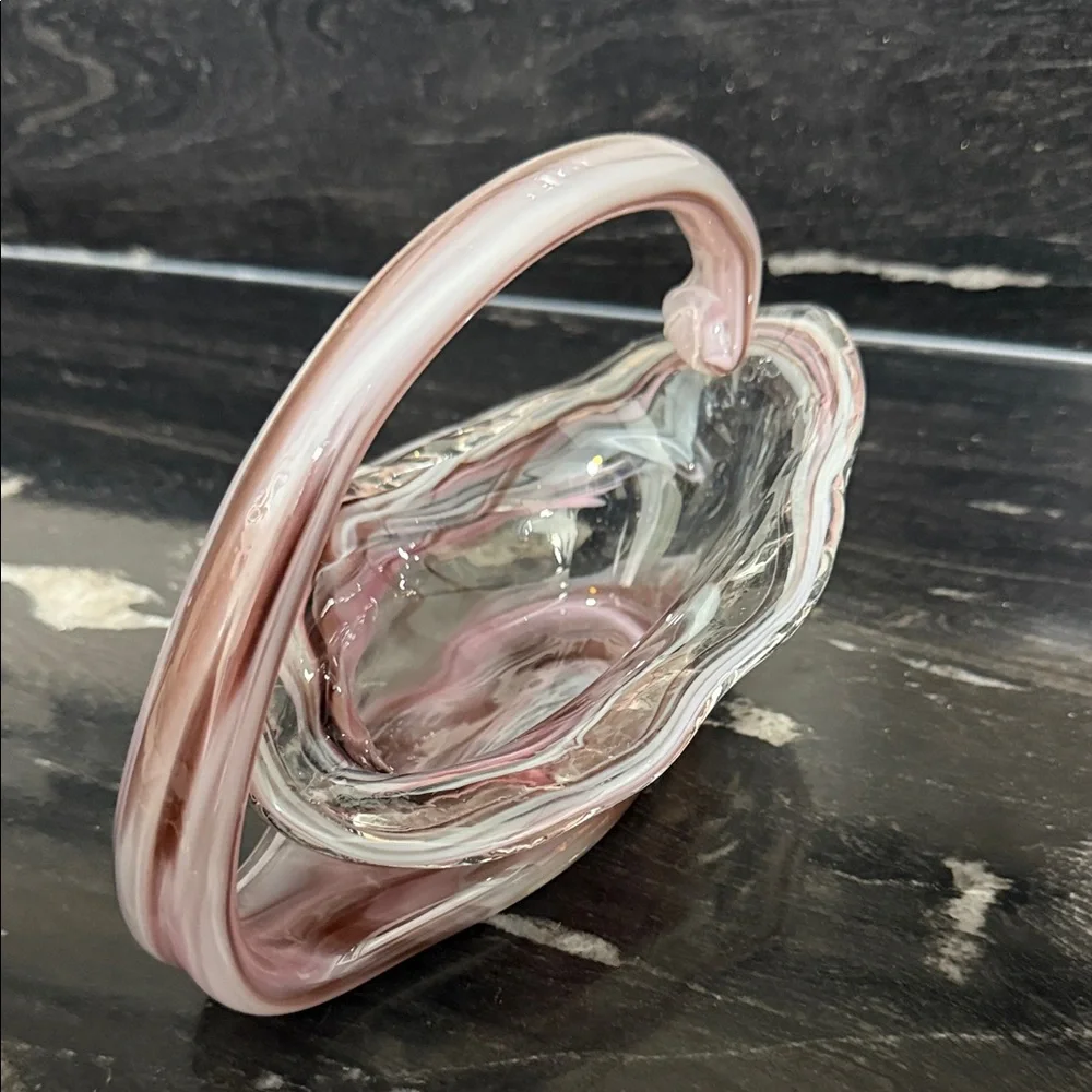 Vintage Hand Made Blown Glass Bowl Swirl Design Murano Style 7